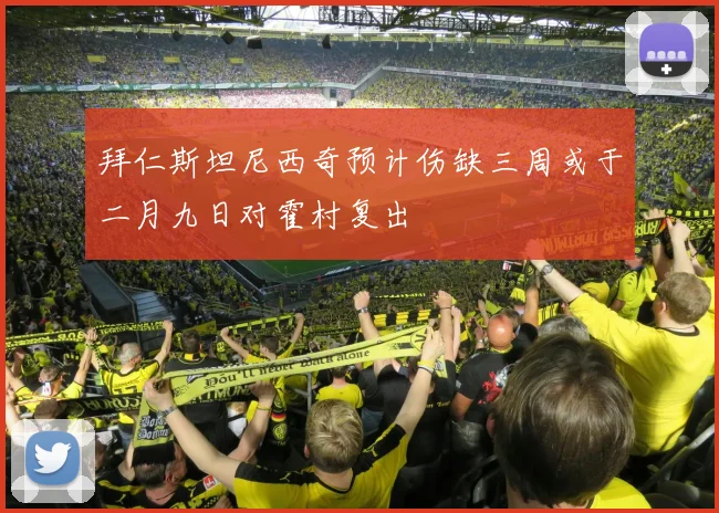 拜仁斯坦尼西奇预计伤缺三周或于二月九日对霍村复出